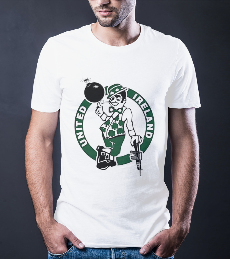 Boston Celtics United Ireland Mascot Holding Traditional T-Shirt