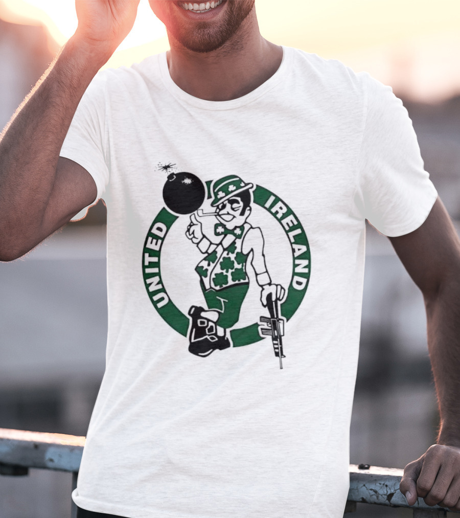 Boston Celtics United Ireland Mascot Holding Traditional T-Shirt