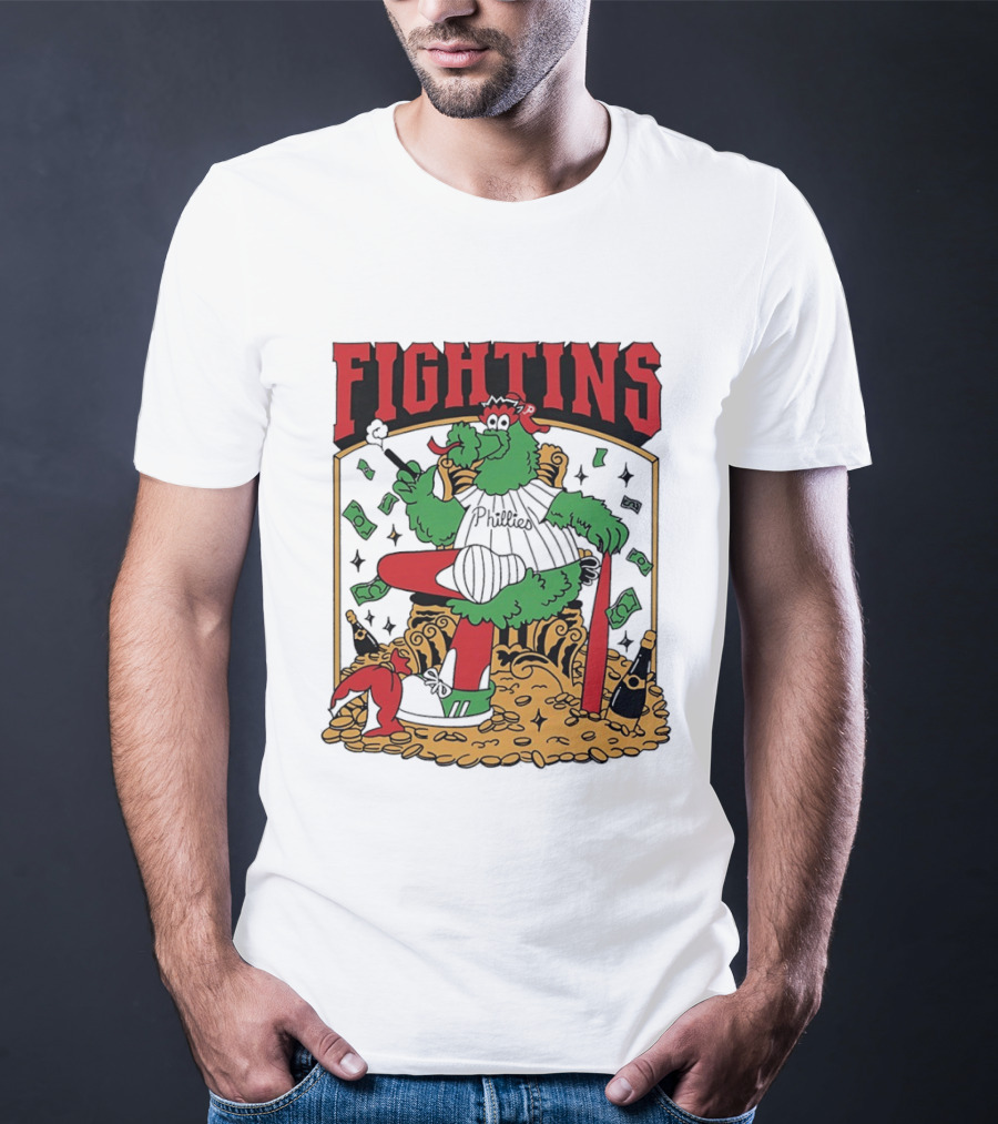 Fightins Philadelphia Phillies Phanatic Mascot Baseball Money And Champagne T-Shirt