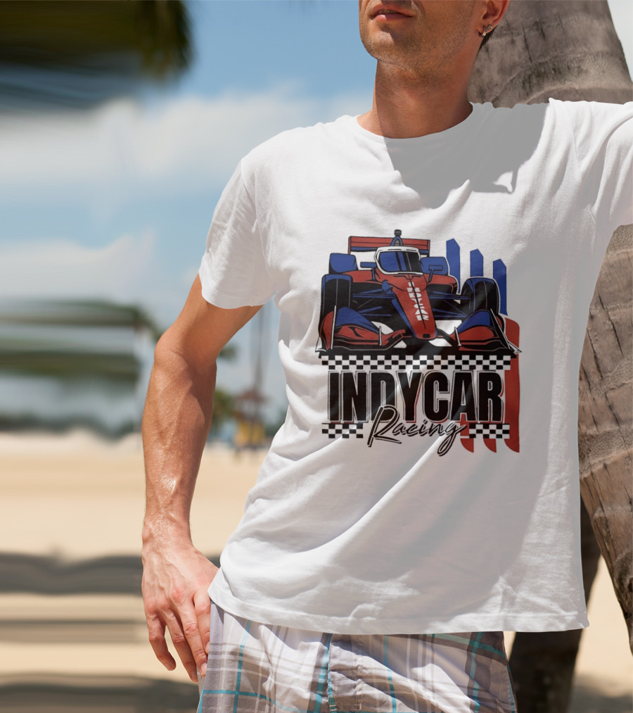 Indycar Racing Racecar Checkered Flags T-Shirt