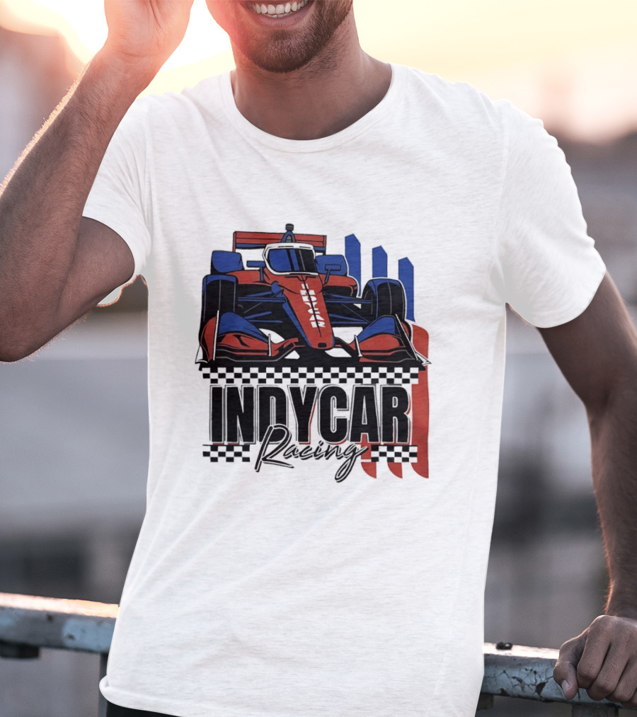Indycar Racing Racecar Checkered Flags T-Shirt