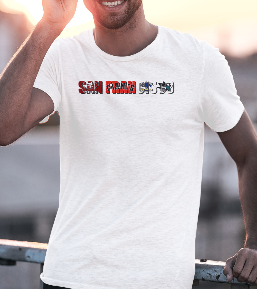 San Francisco 49ers Warriors Giants Sharks Sports Skyline T-Shirt
