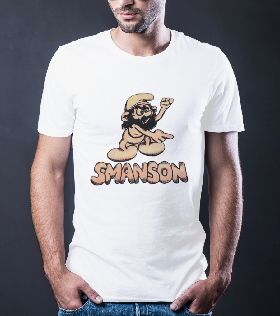 Smanson Smurf X Charles Manson Character Mashup T-Shirt