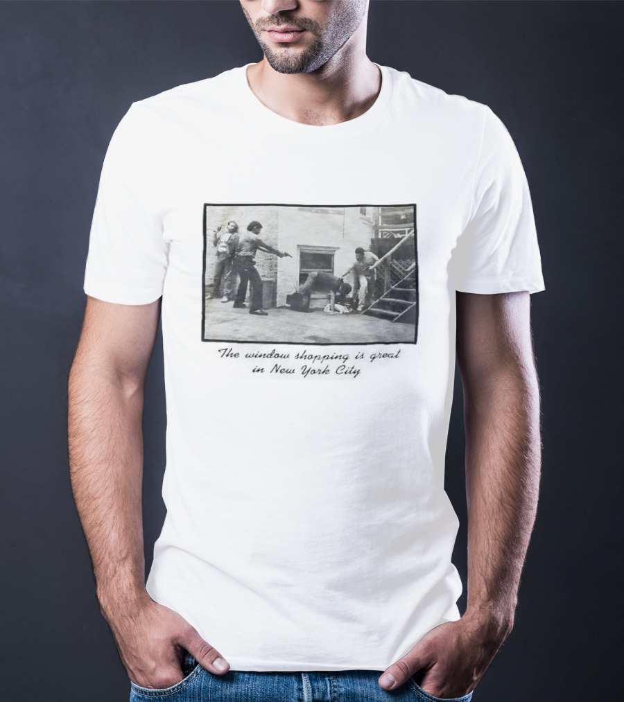 New York City Vintage Scene: Satirical Take On Urban Window Shopping T-Shirt