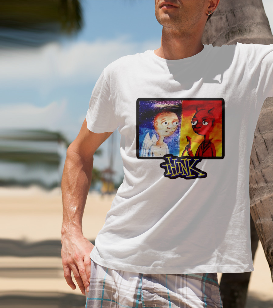 90s Classic Think Angel Vs Devil Cartoon TV Skateboard T-Shirt
