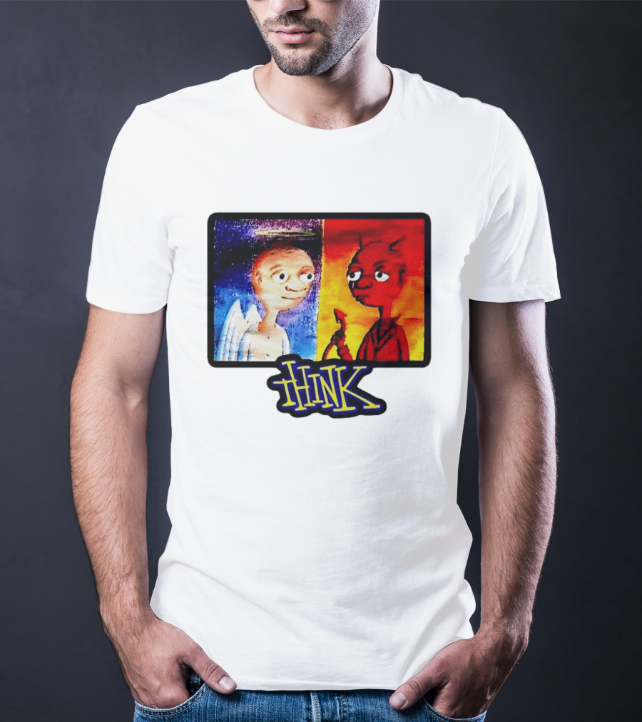 90s Classic Think Angel Vs Devil Cartoon TV Skateboard T-Shirt