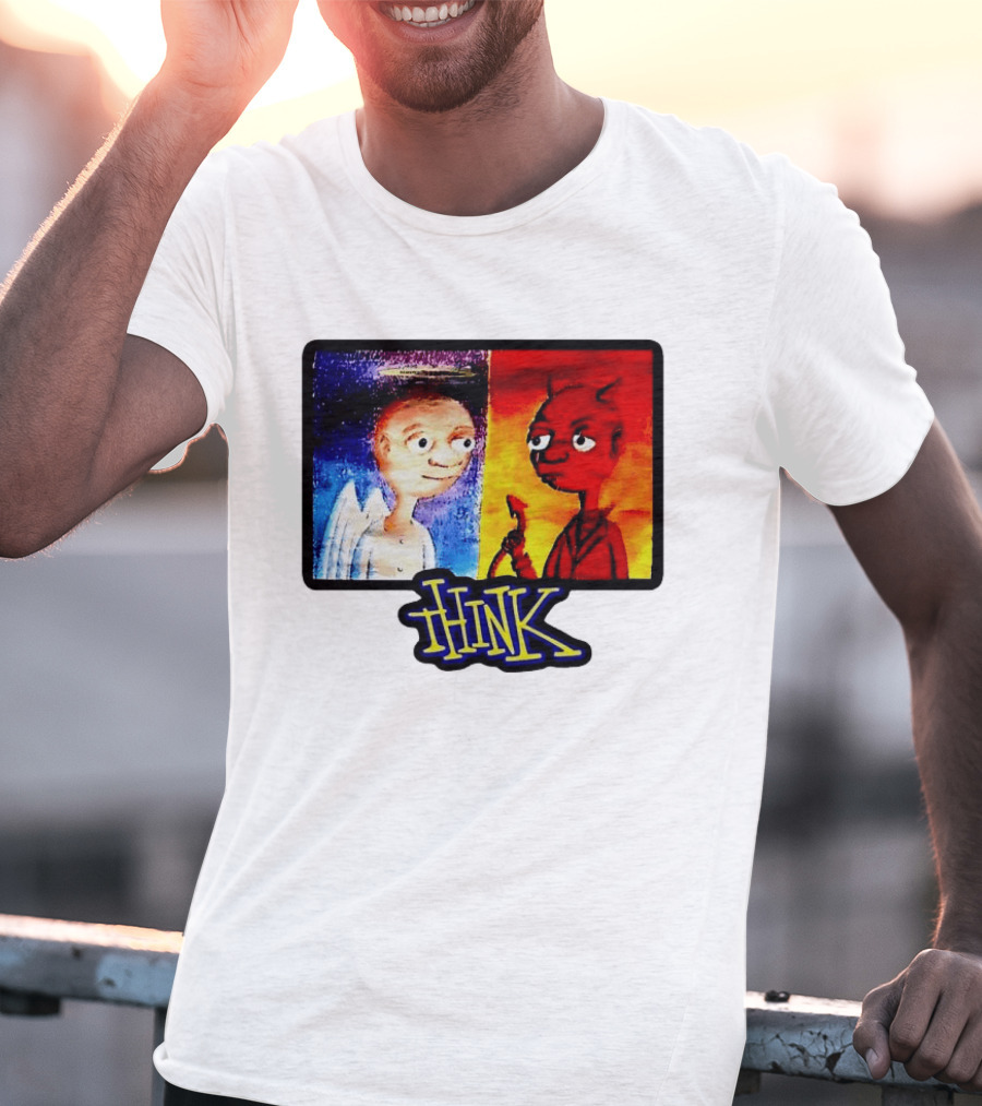 90s Classic Think Angel Vs Devil Cartoon TV Skateboard T-Shirt