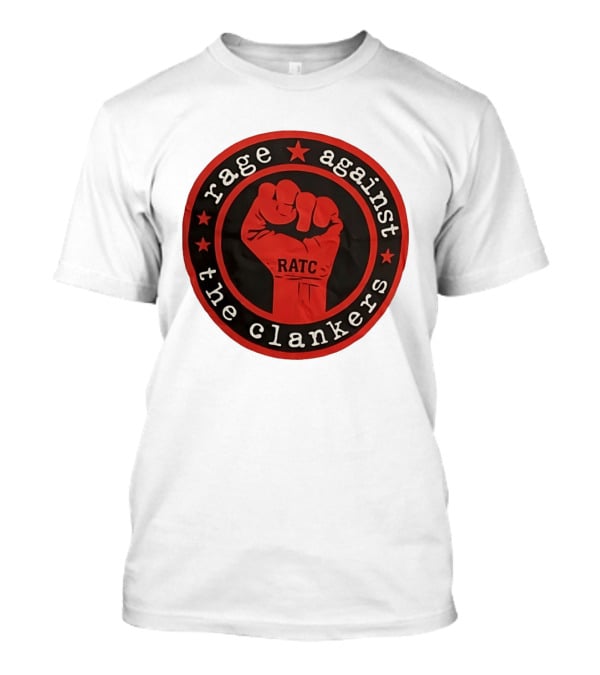 Rage Against The Clankers RATC Fist Emblem With Stars T-Shirt