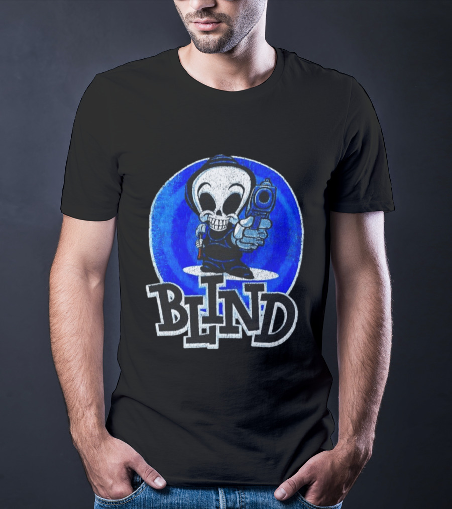 Blind Skateboards Grim Reaper Blue Circle 1990s T-Shirt