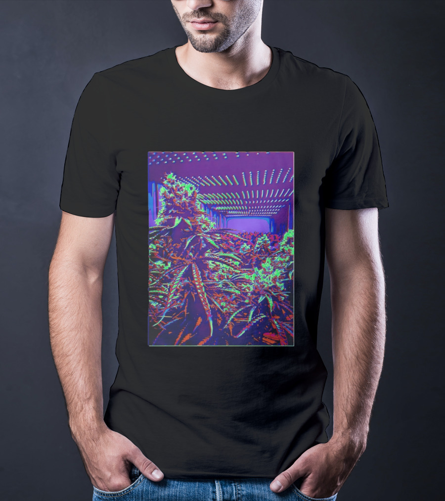 Plant Life By Wicked High Society Neon Cannabis Indoor Garden Purple LED Glow T-Shirt