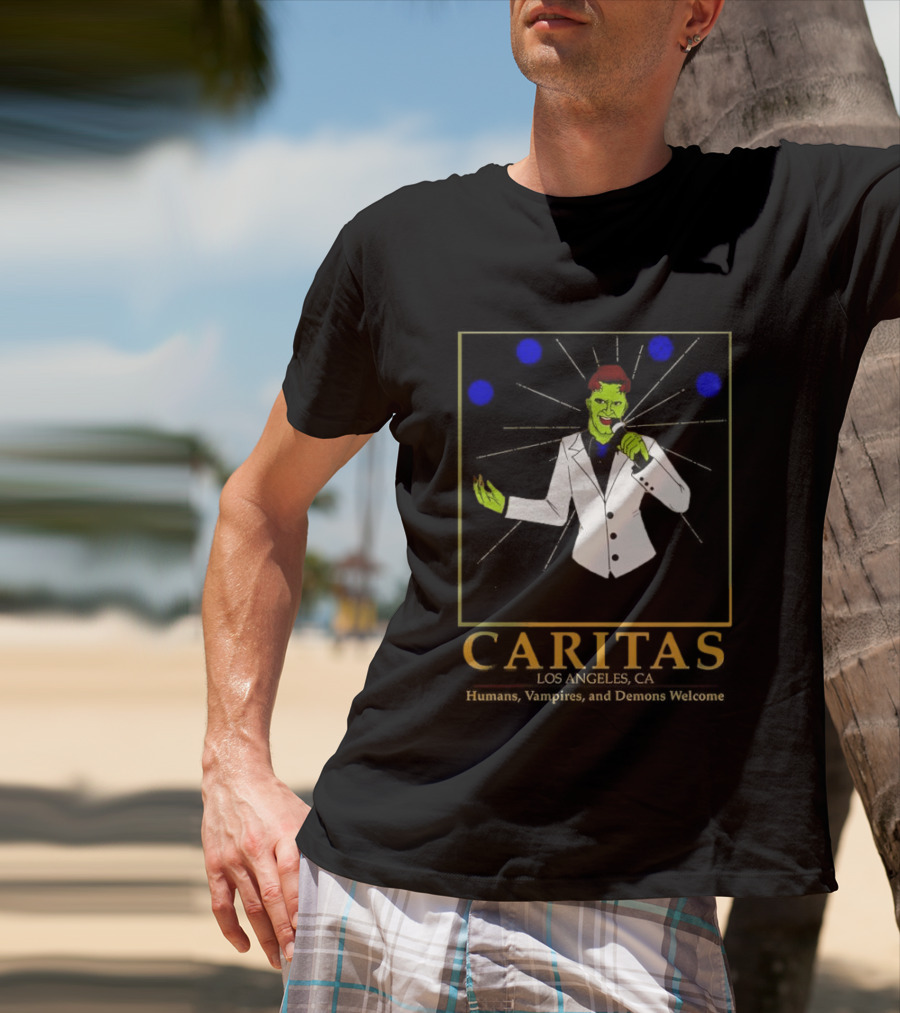 Caritas Los Angeles CA Humans Vampires Demons Welcome Singer In White Suit T-Shirt