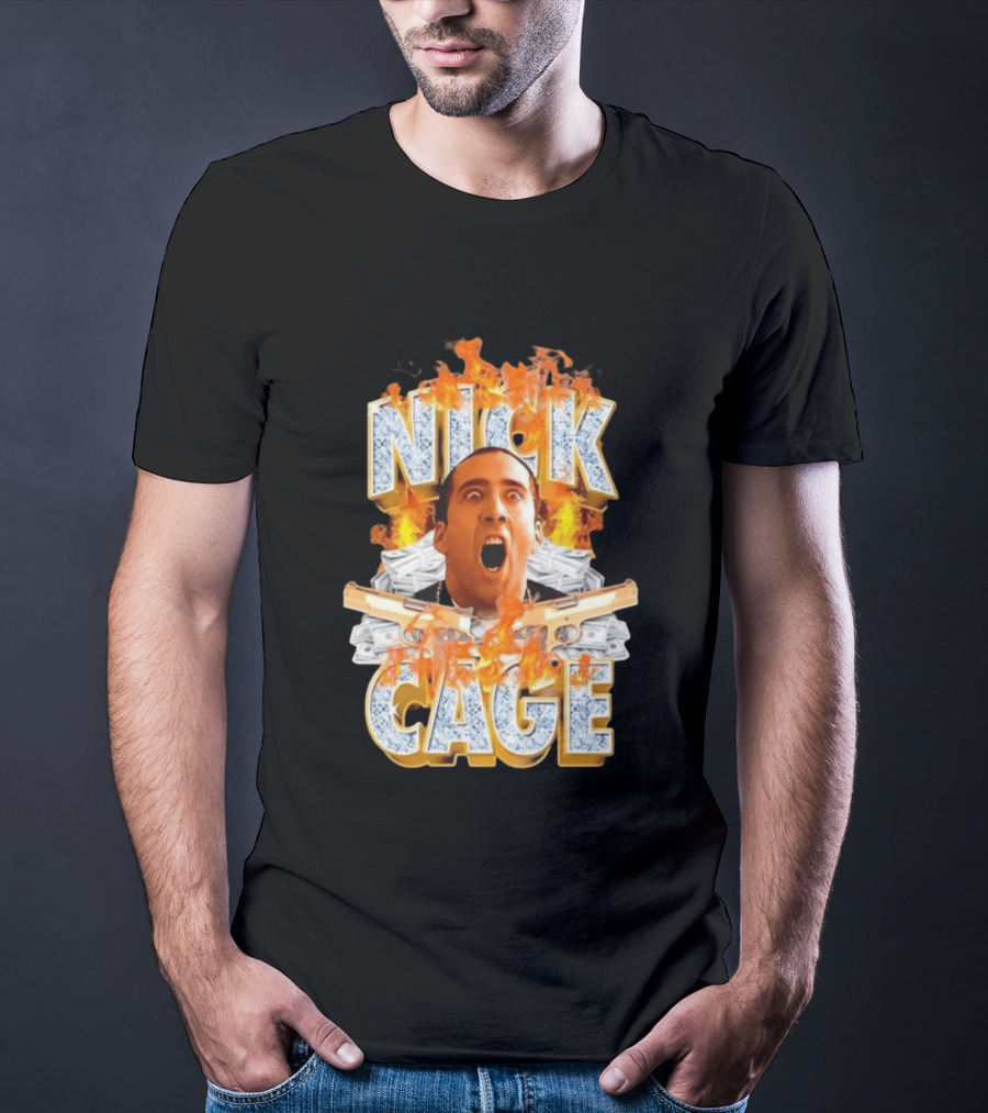 Nick Cage Castor Troy Money 90s Flames Gun Scene T-Shirt