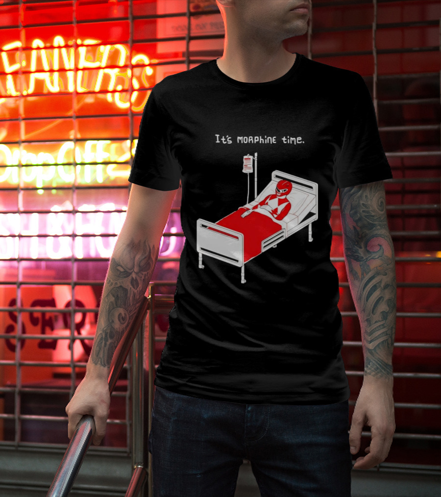 Red Ranger It's Morphin Time Power Rangers On Hospital Bed Scene T-Shirt