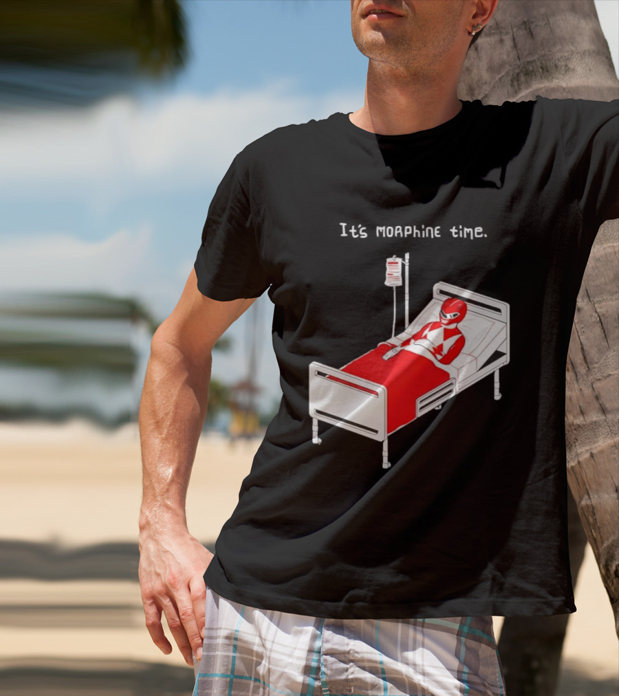 Red Ranger It's Morphin Time Power Rangers On Hospital Bed Scene T-Shirt