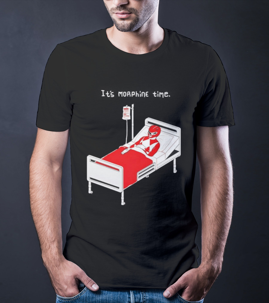 Red Ranger It's Morphin Time Power Rangers On Hospital Bed Scene T-Shirt