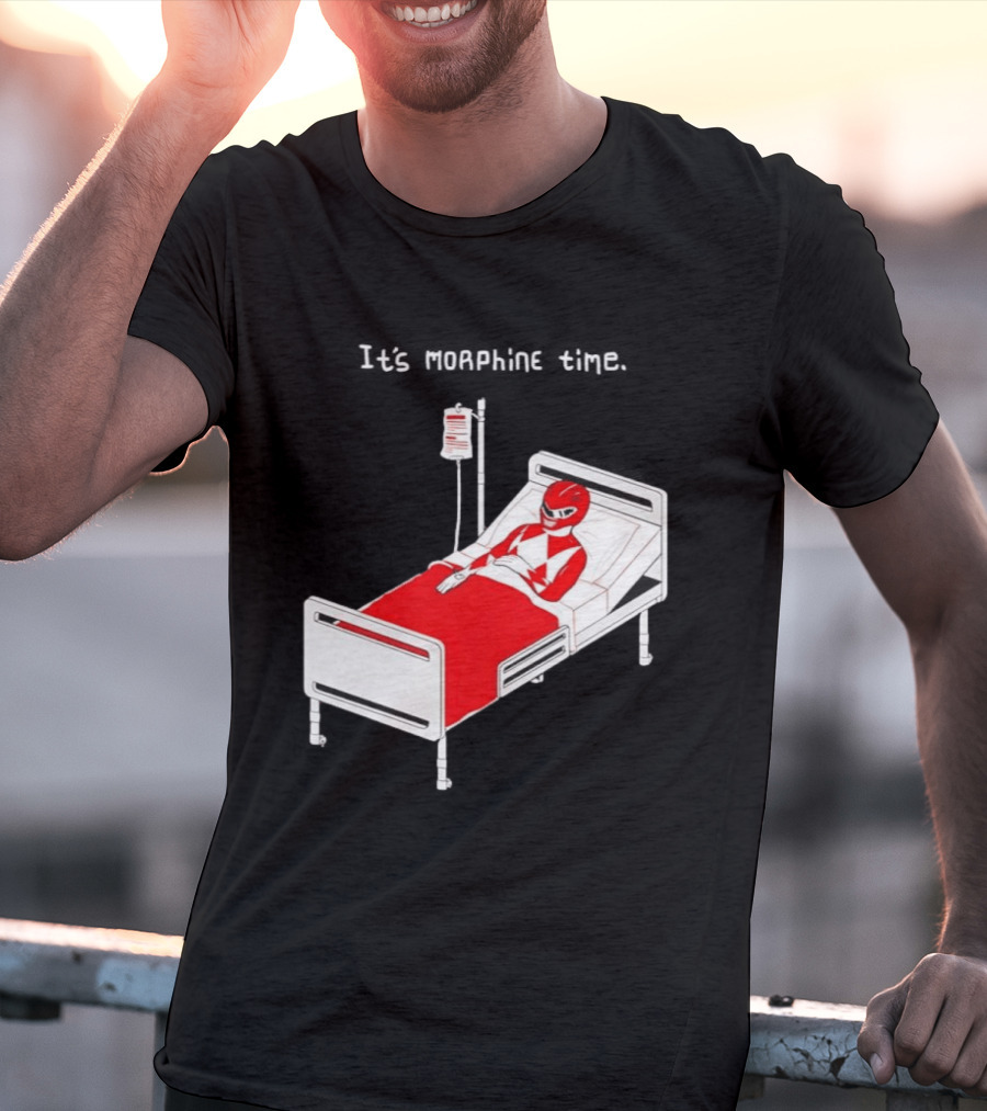 Red Ranger It's Morphin Time Power Rangers On Hospital Bed Scene T-Shirt