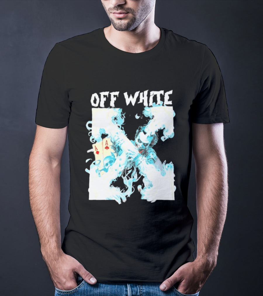 OFF WHITE Joker Blue Flame Ace Cards T-Shirt