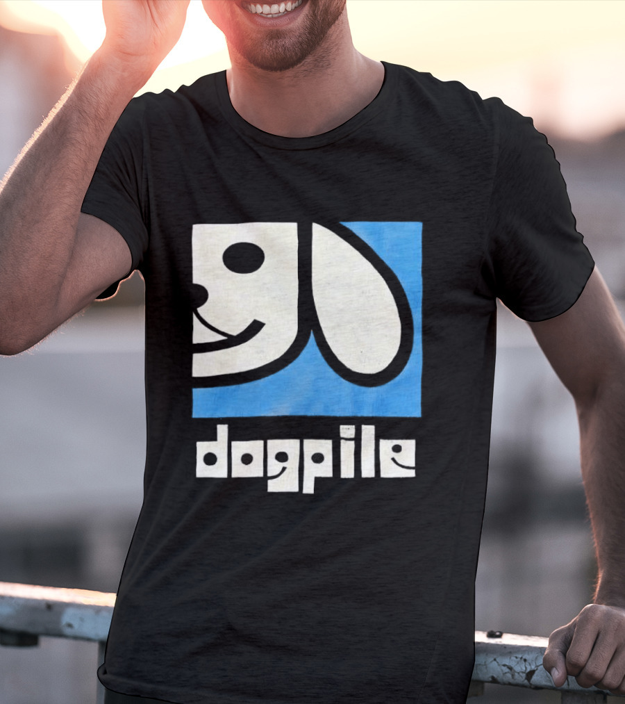 90s Dogpile Logo With Smiling Dog Face T-Shirt