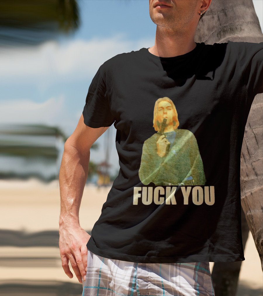 Kurt Cobain Fuck You Gun Image T-Shirt