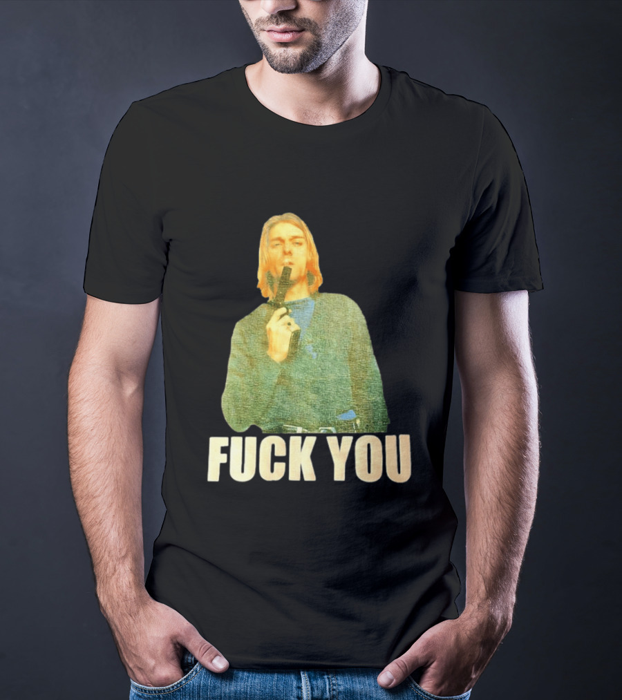 Kurt Cobain Fuck You Gun Image T-Shirt