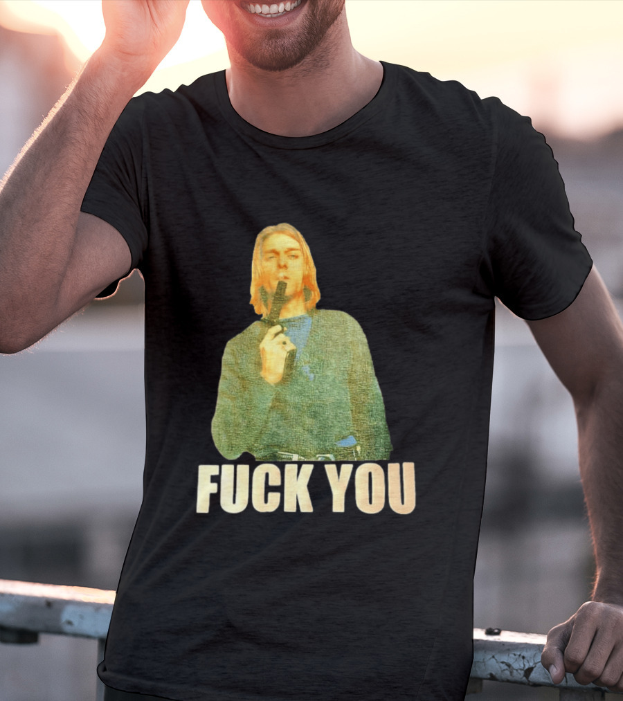 Kurt Cobain Fuck You Gun Image T-Shirt