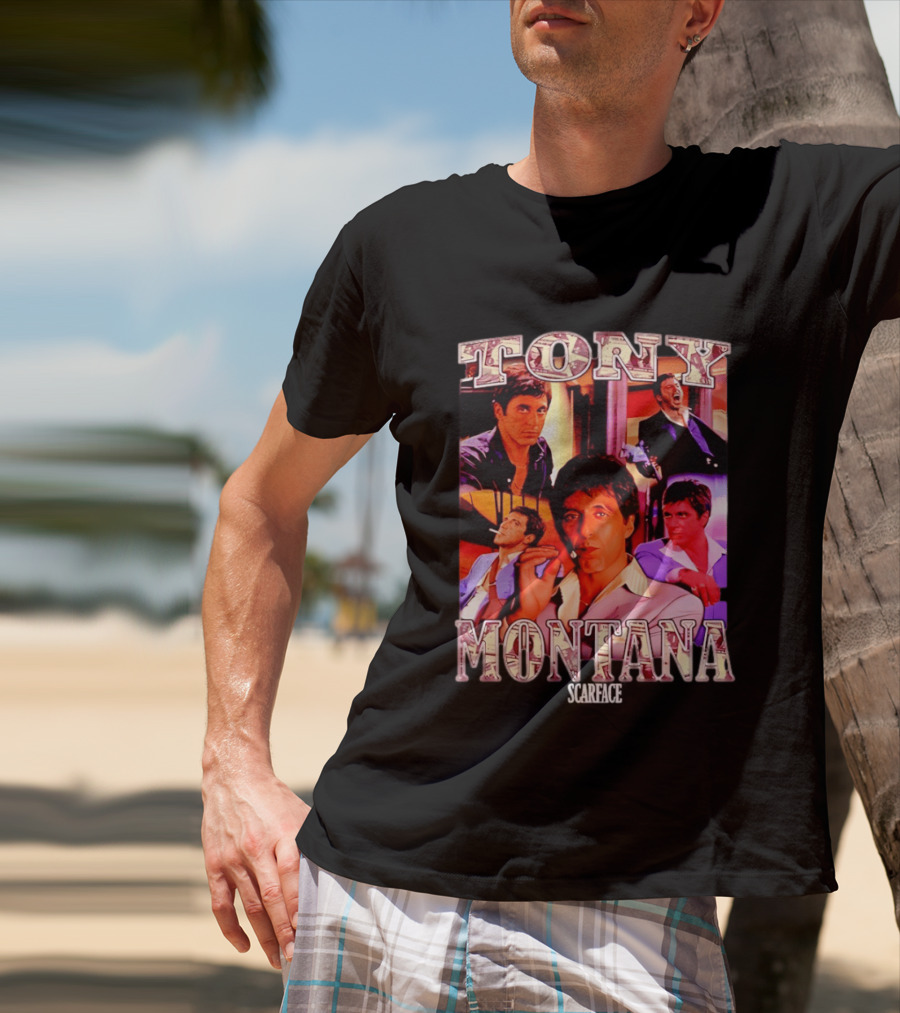Tony Montana Scarface Movie Collage 80s Film T-Shirt