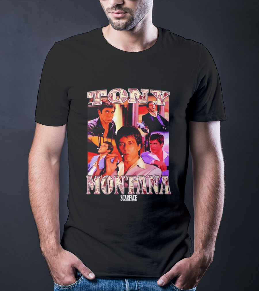 Tony Montana Scarface Movie Collage 80s Film T-Shirt