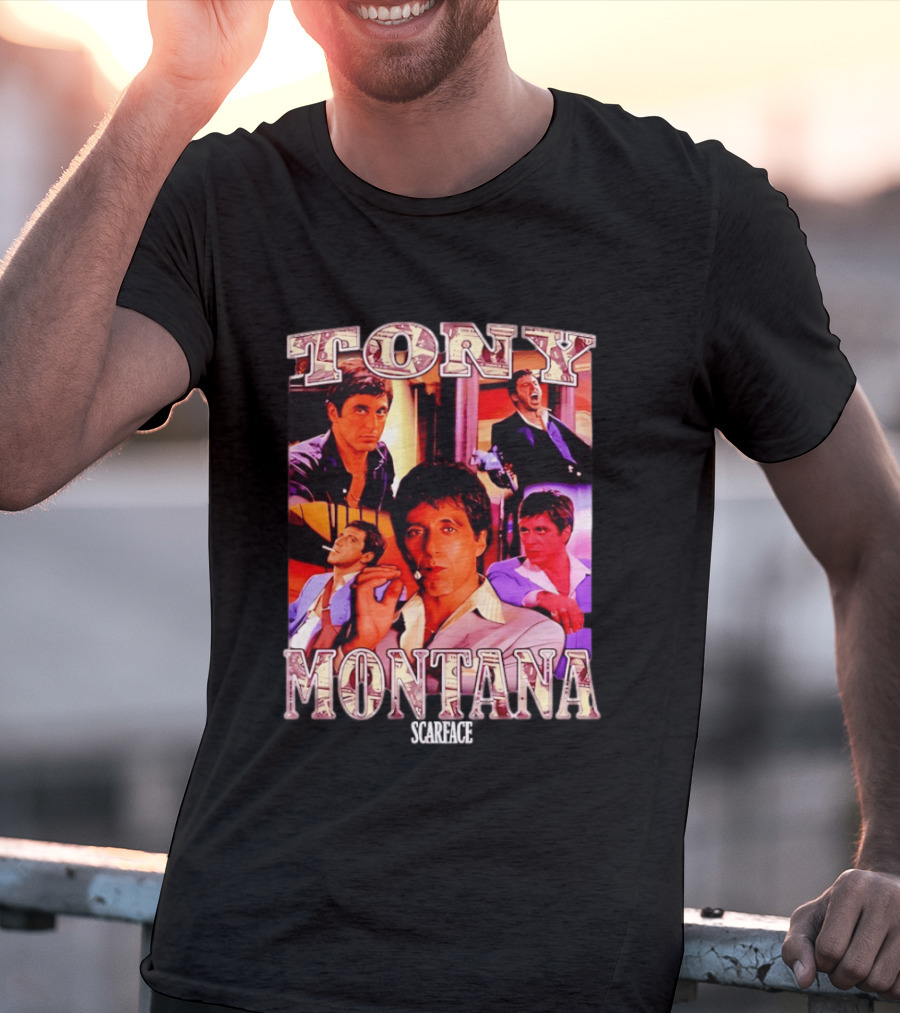 Tony Montana Scarface Movie Collage 80s Film T-Shirt
