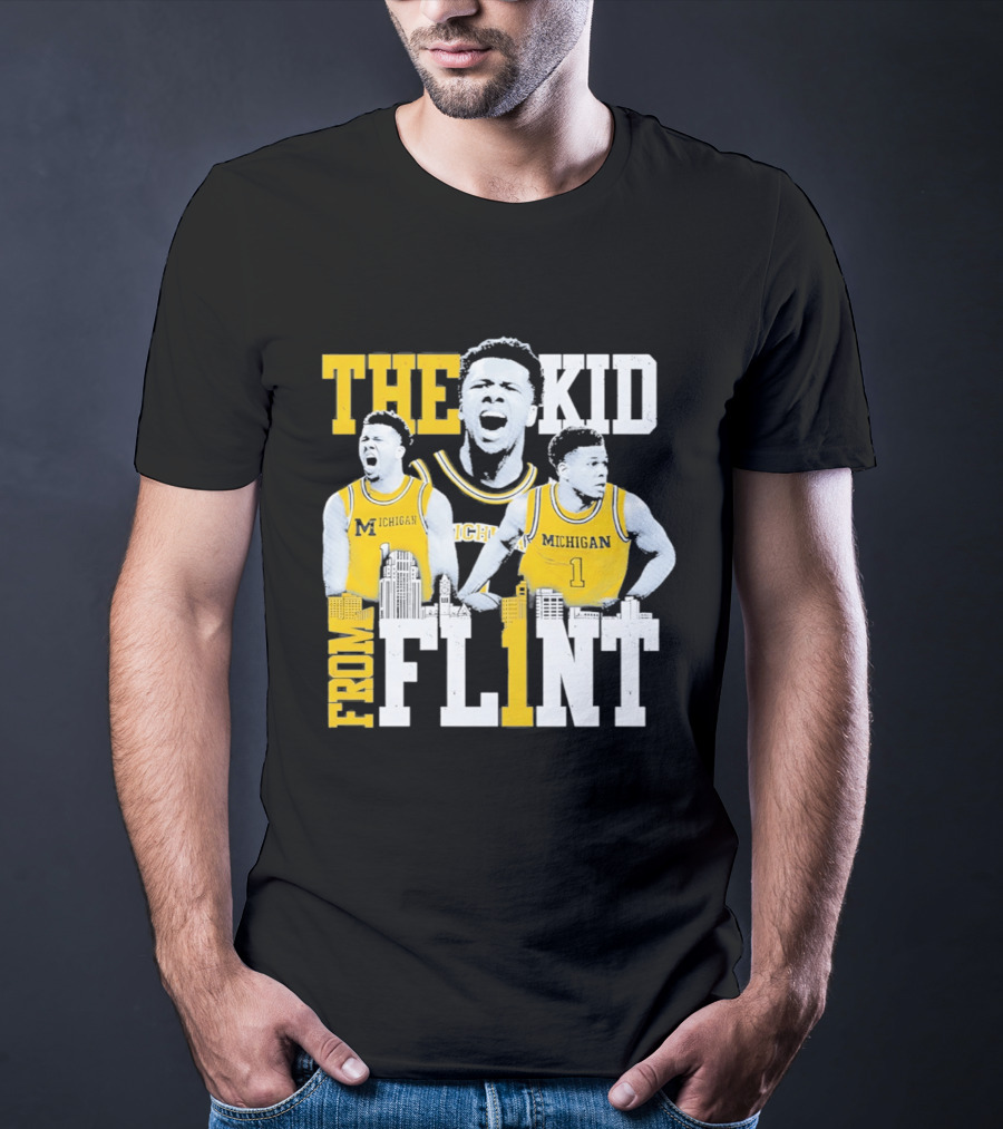 The Kid From Flint Trey McKenney Michigan Wolverines Basketball Skyline T-Shirt
