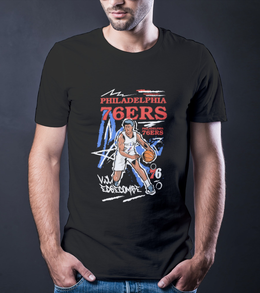 Philadelphia 76ers VJ Edgecombe NBA Player Cartoon 76 T-Shirt