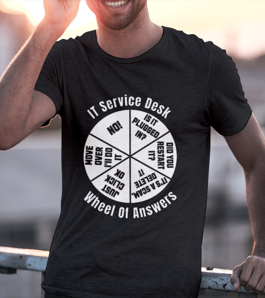 IT Service Desk Wheel Of Answers Funny Tech Support Guide T-Shirt
