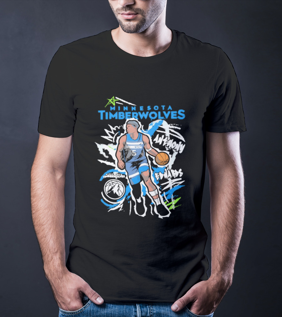 Minnesota Timberwolves Anthony Edwards Basketball NBA Player 5 Cartoon T-Shirt