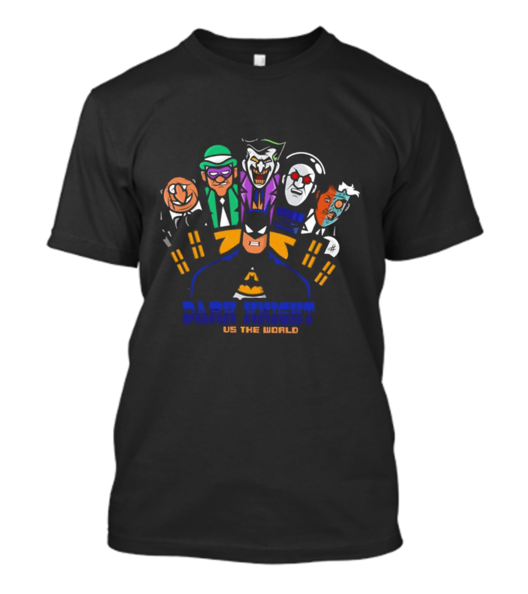 Dark Knight Vs The World Cartoon Heroes United Fighting Evil T-Shirt