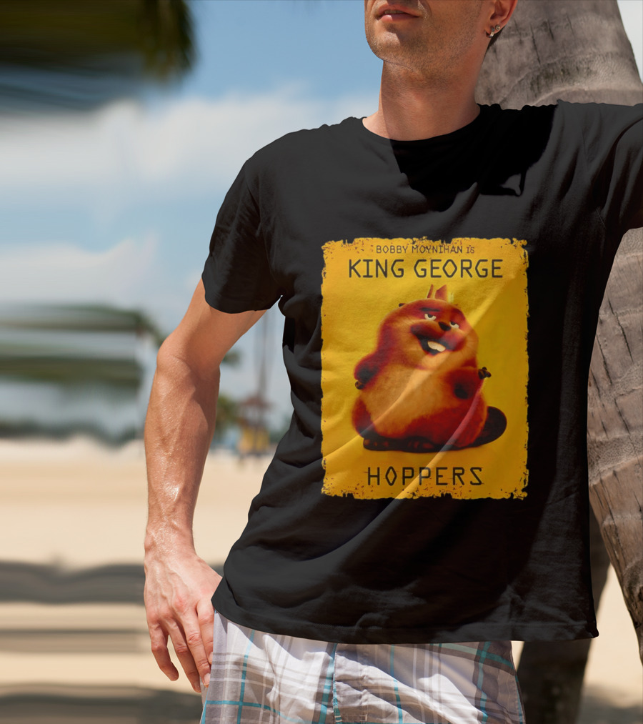 Bobby Moynihan Is King George Hoppers Smiling Cartoon Character With Crown On Orange T-Shirt