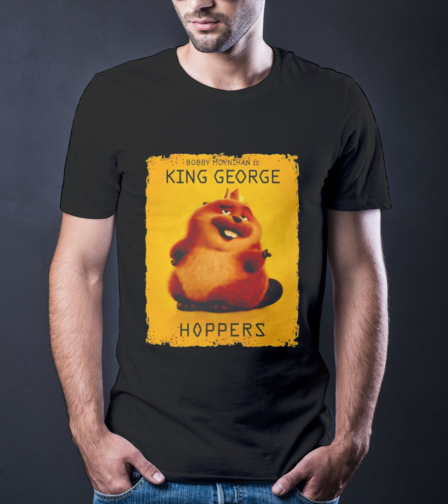 Bobby Moynihan Is King George Hoppers Smiling Cartoon Character With Crown On Orange T-Shirt