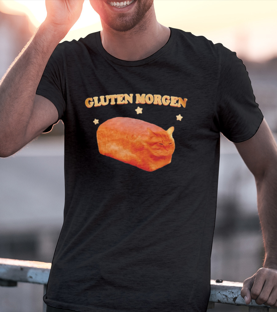 Gluten Morgen Funny Cat Bread Meme Star T-Shirt