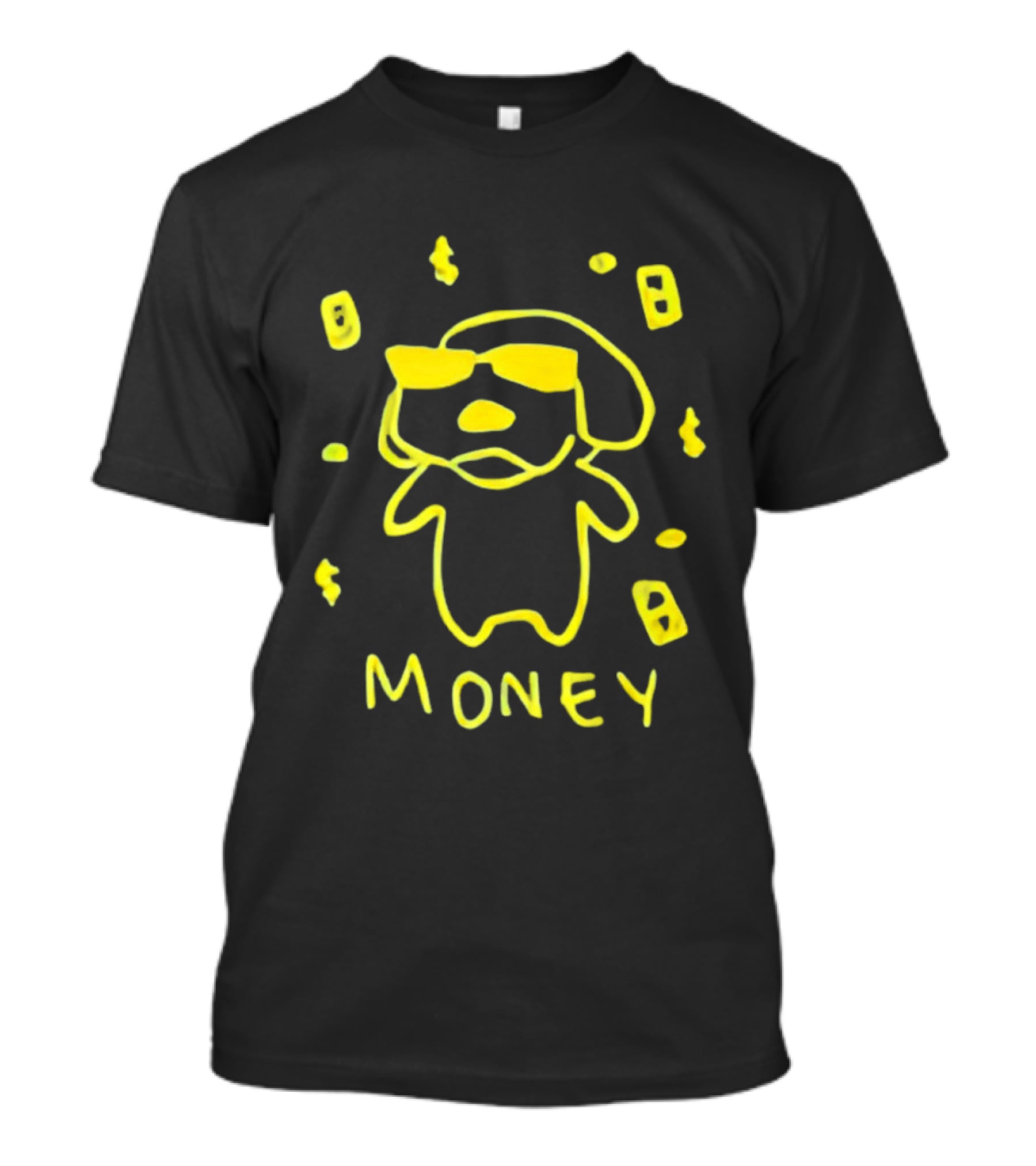 Golden Retriever Money Dog With Sunglasses Drawing T-Shirt