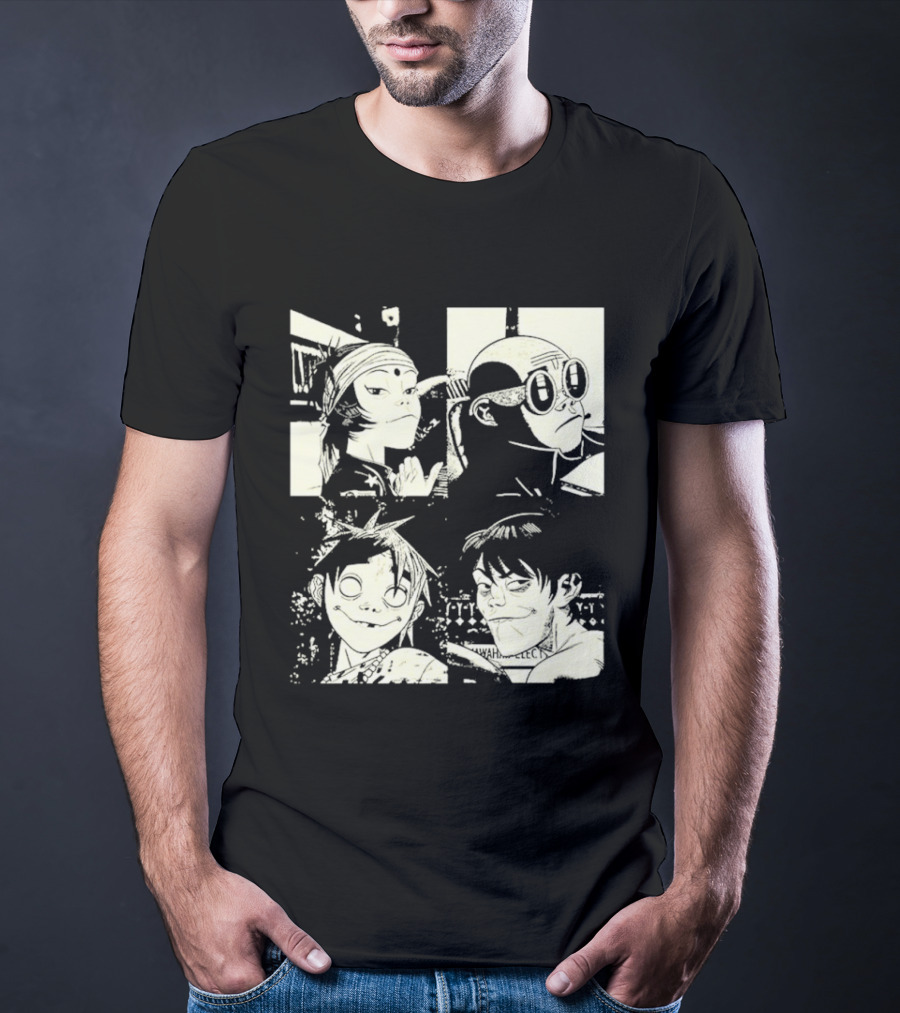 Gorillaz 2D Murdoc Niccals Noodle Russel Hobbs Animation T-Shirt