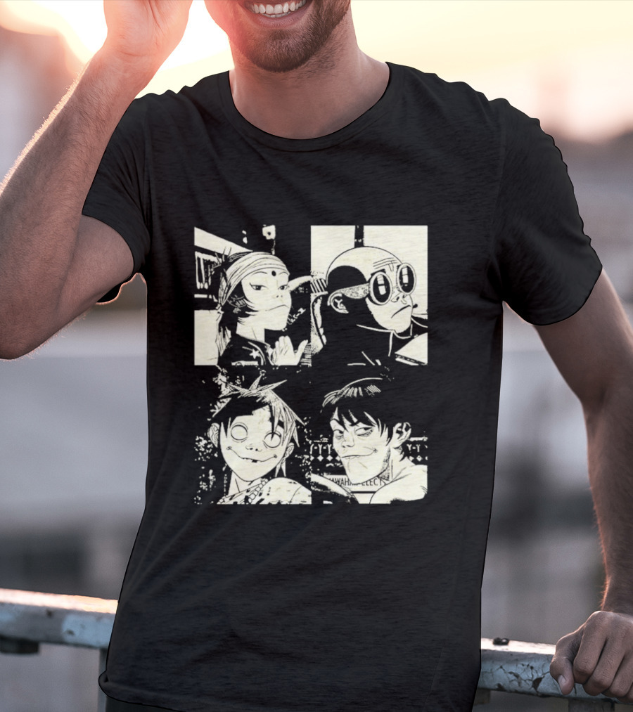 Gorillaz 2D Murdoc Niccals Noodle Russel Hobbs Animation T-Shirt