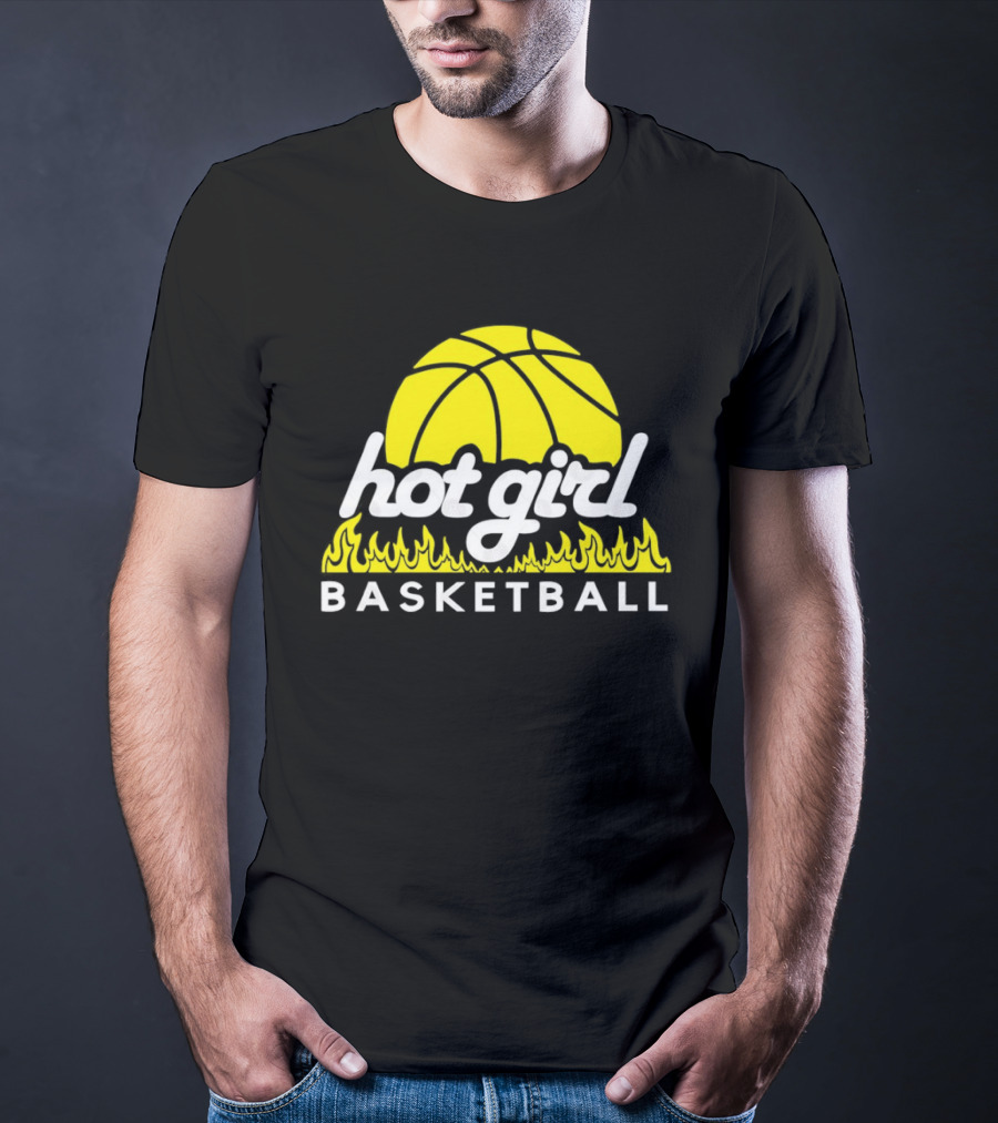 Hot Girl Basketball Fiery Yellow Basketball Flame T-Shirt