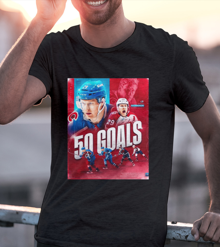 Colorado Avalanche Nathan MacKinnon 50 Goals Achievement NHL Career Milestone T-Shirt