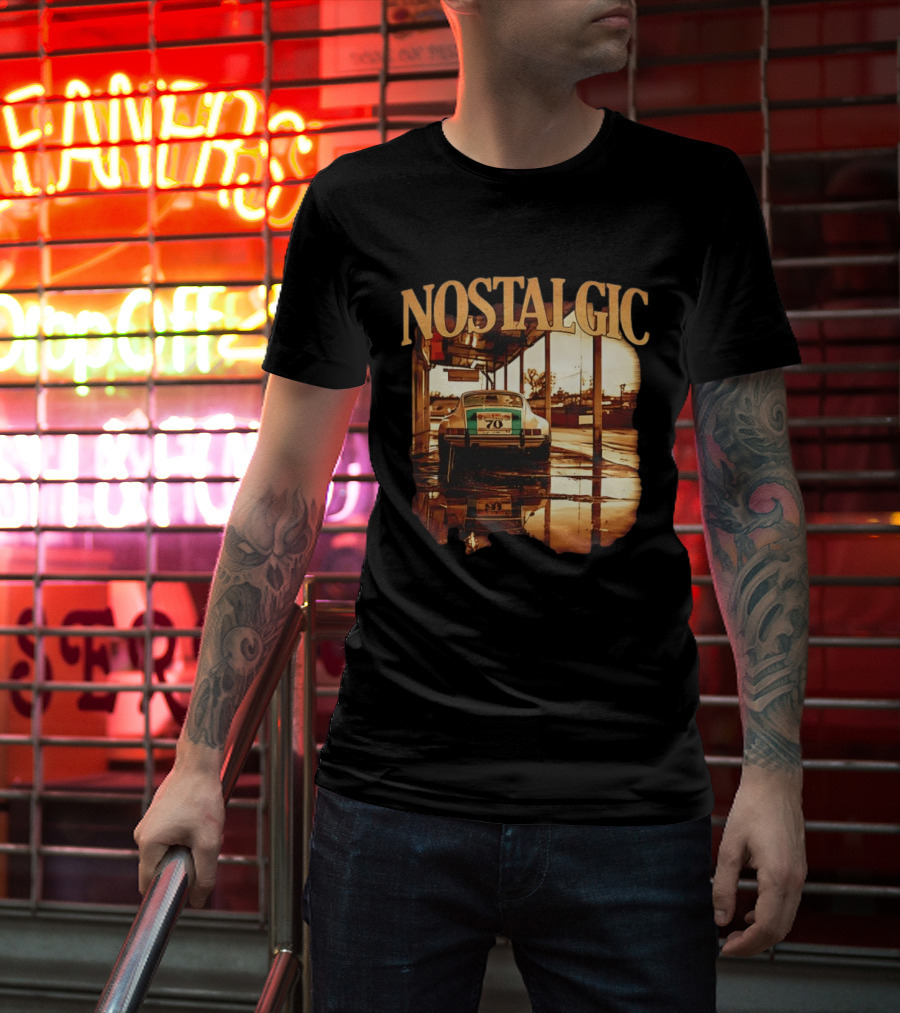 Nostalgic Vintage Car Rear View With Racing Number 70 T-Shirt