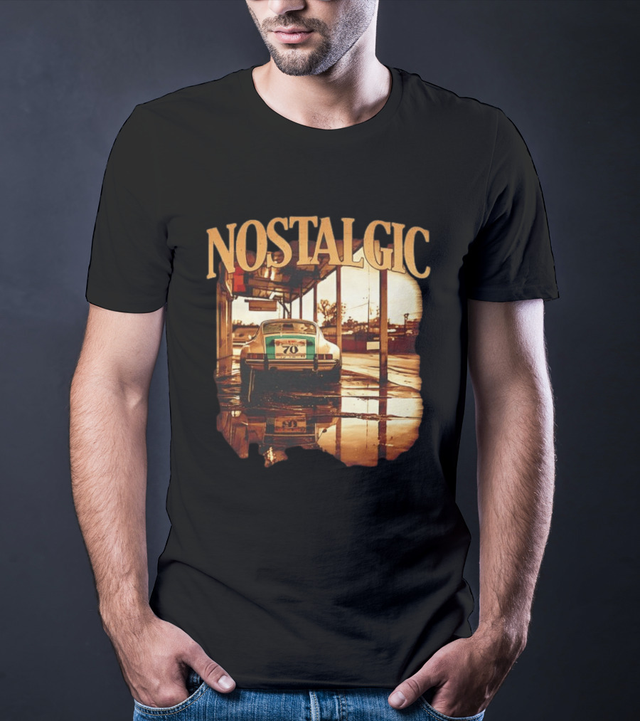 Nostalgic Vintage Car Rear View With Racing Number 70 T-Shirt