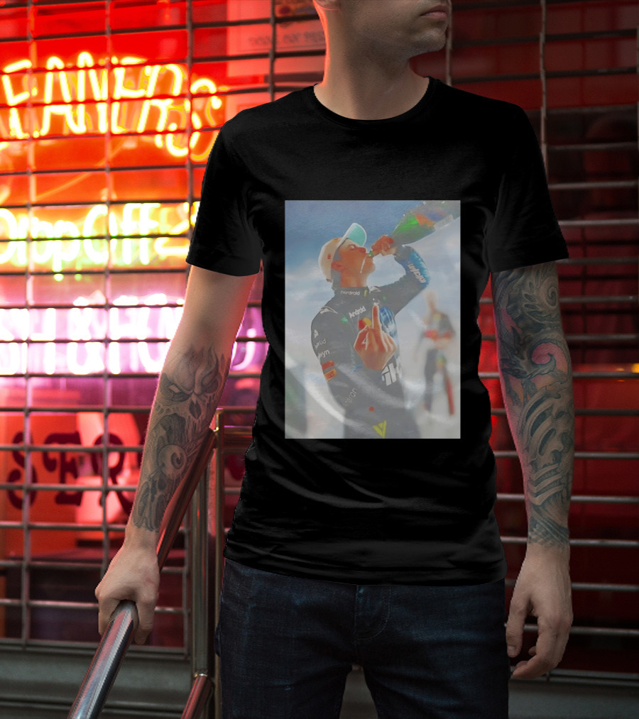 Oscar Piastri 81 Racing Celebration Flipping The Bird Formula One Victory Moment T-Shirt