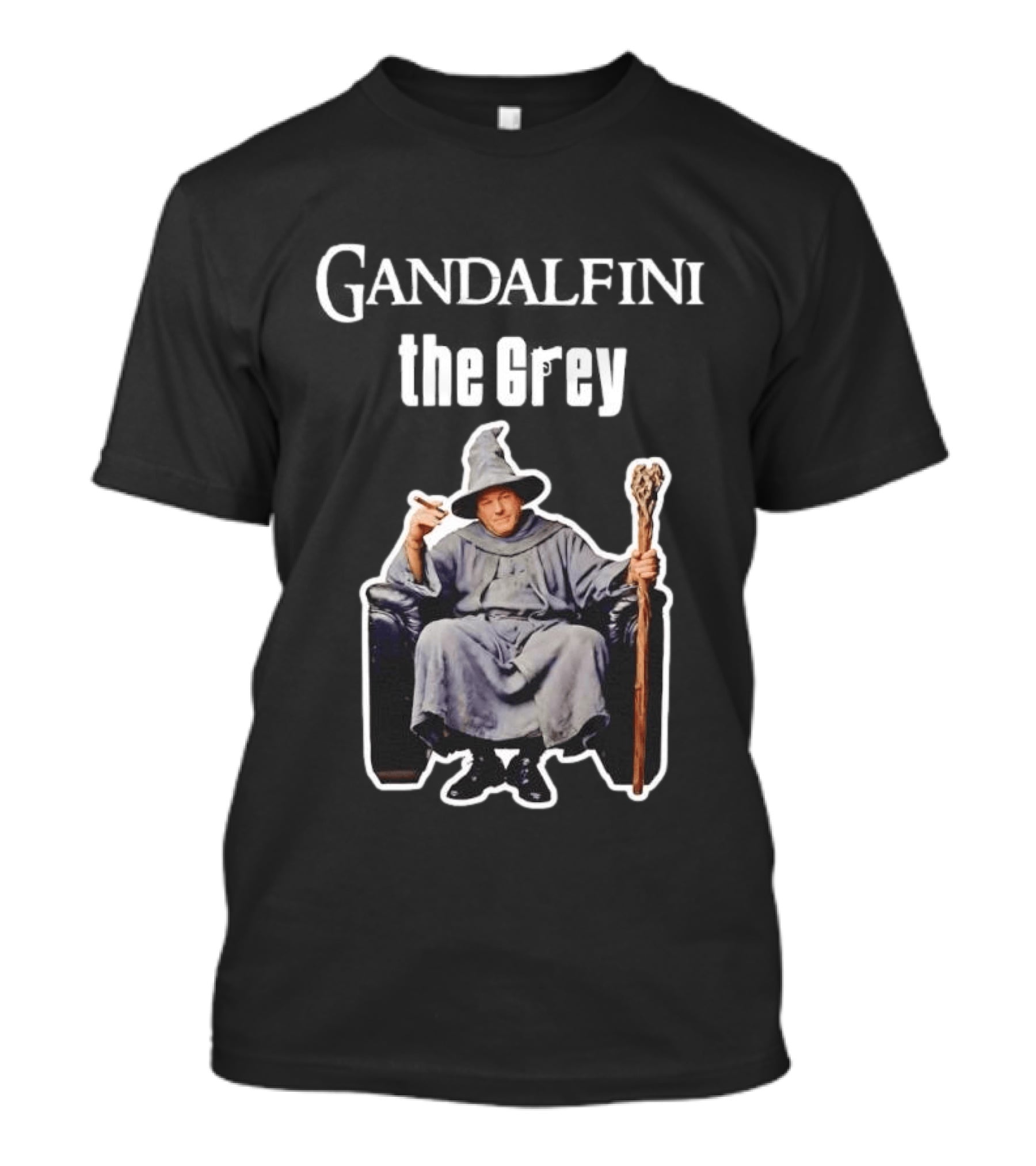 Gandolfini The Grey Wizard Holding Staff T-Shirt