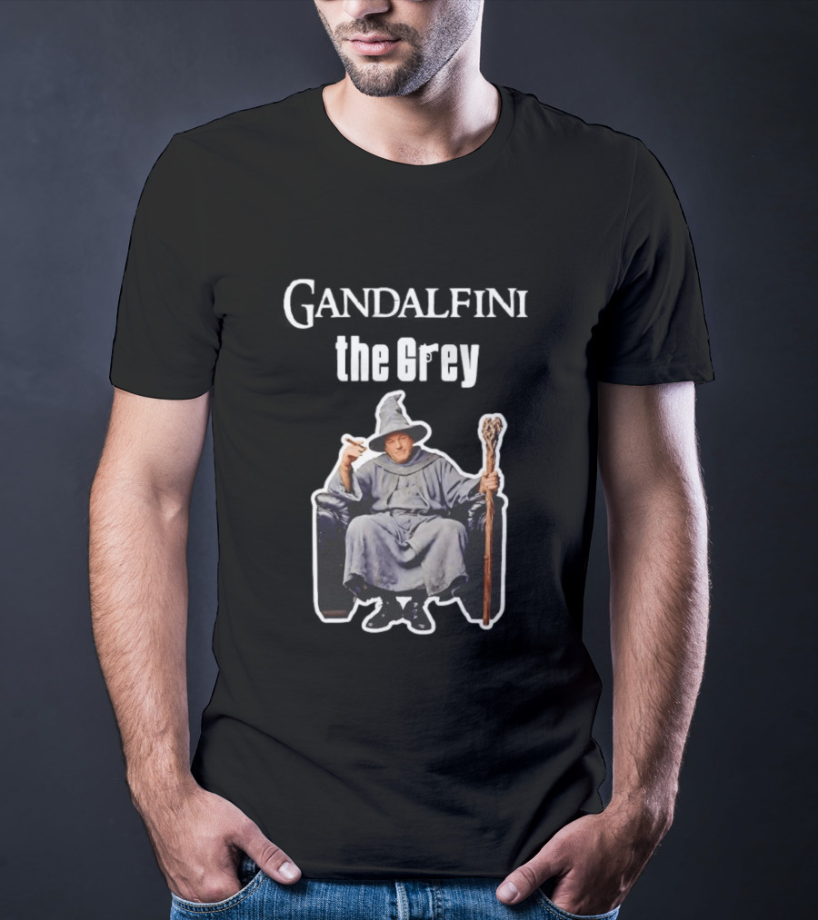 Gandolfini The Grey Wizard Holding Staff T-Shirt