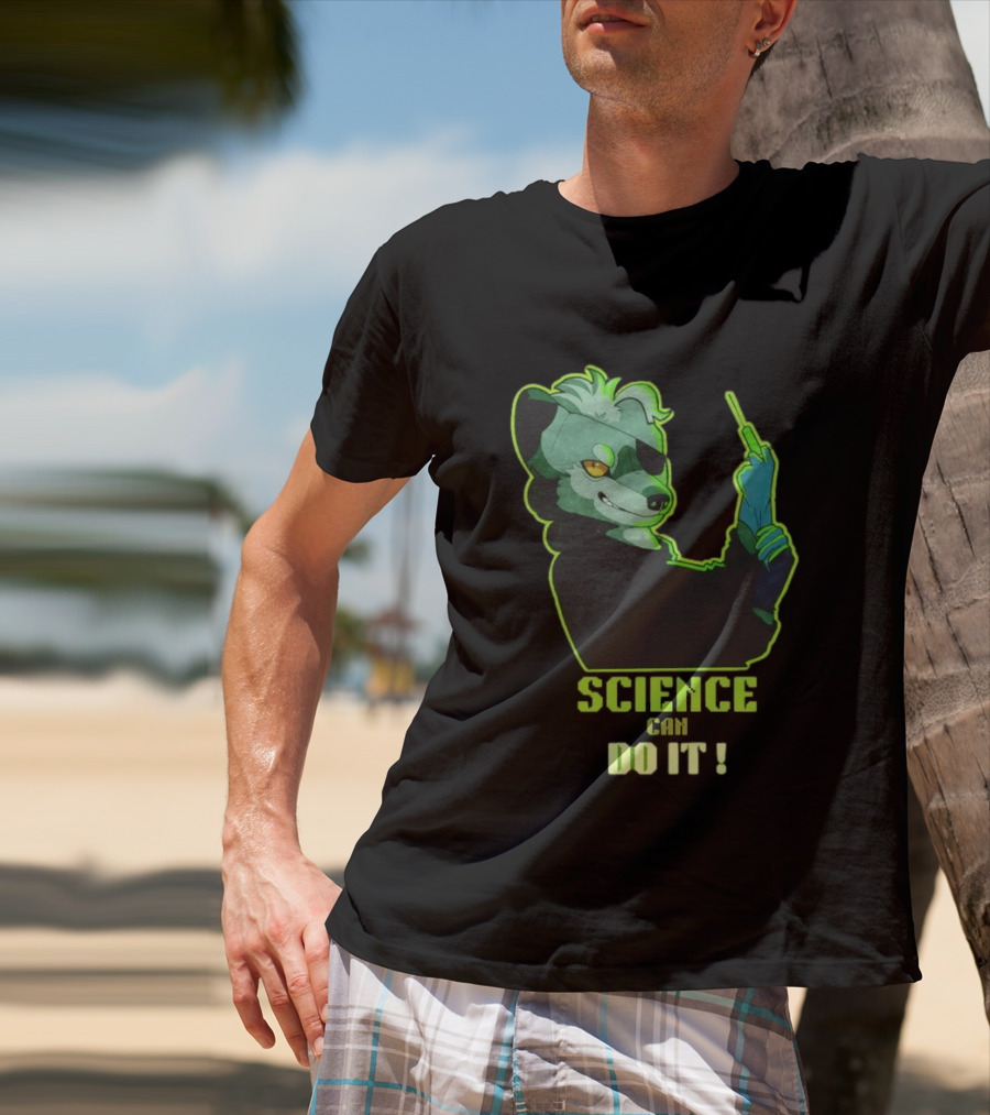 Science Can Do It Cartoon Panda With Test Tube T-Shirt
