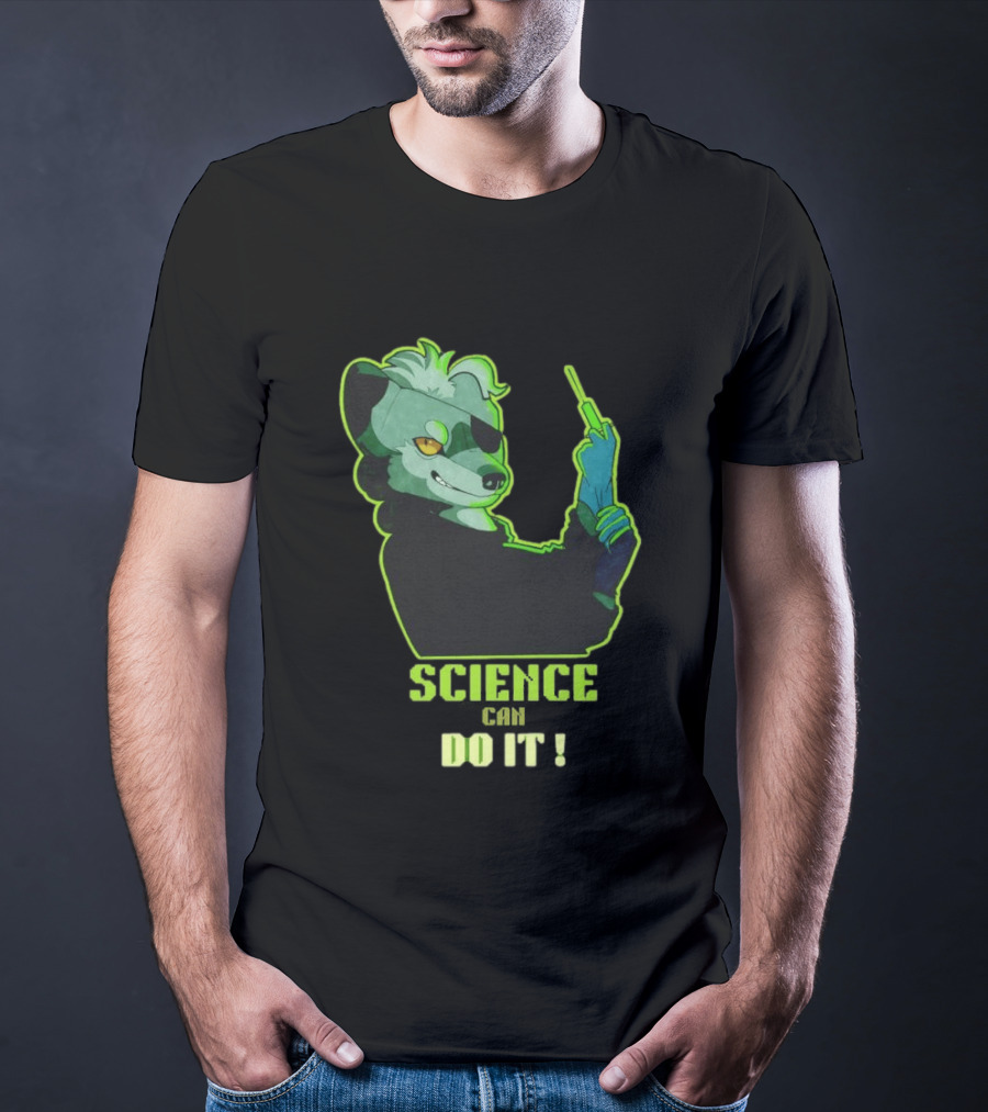 Science Can Do It Cartoon Panda With Test Tube T-Shirt