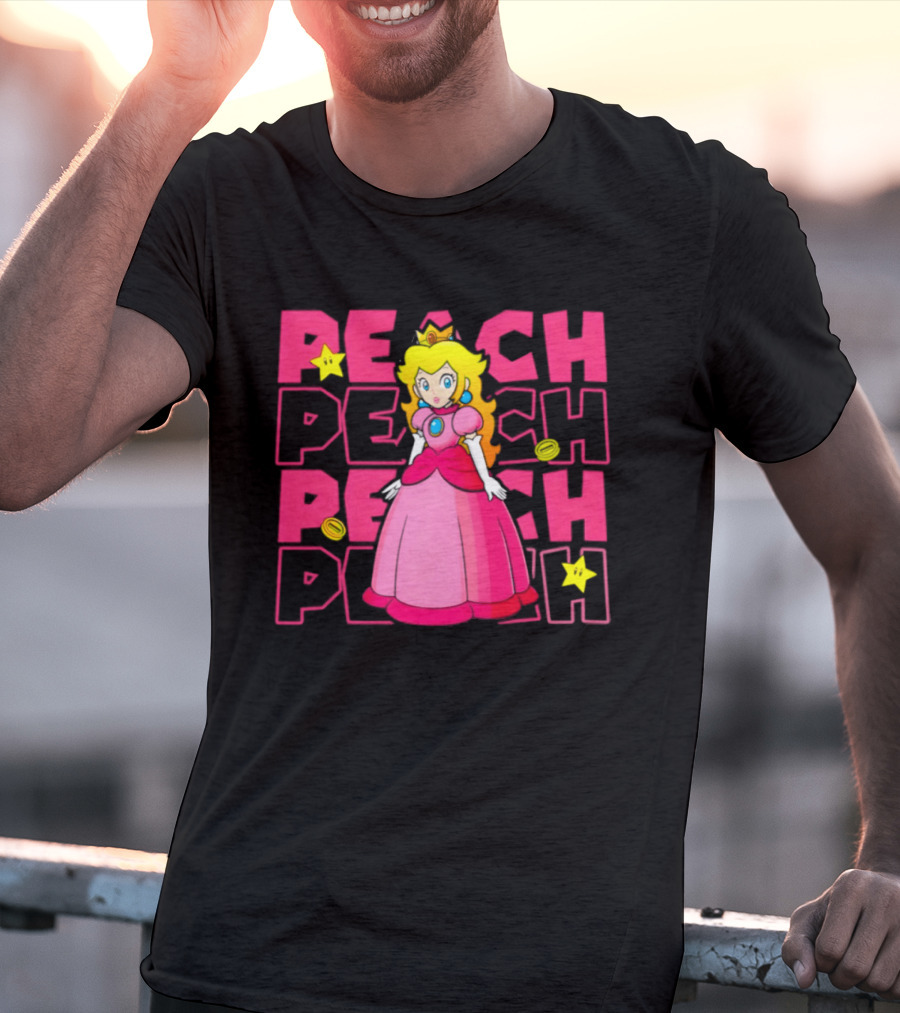 Super Mario Princess Peach With Stars And Coins Retro 1985 Disneyland T-Shirt