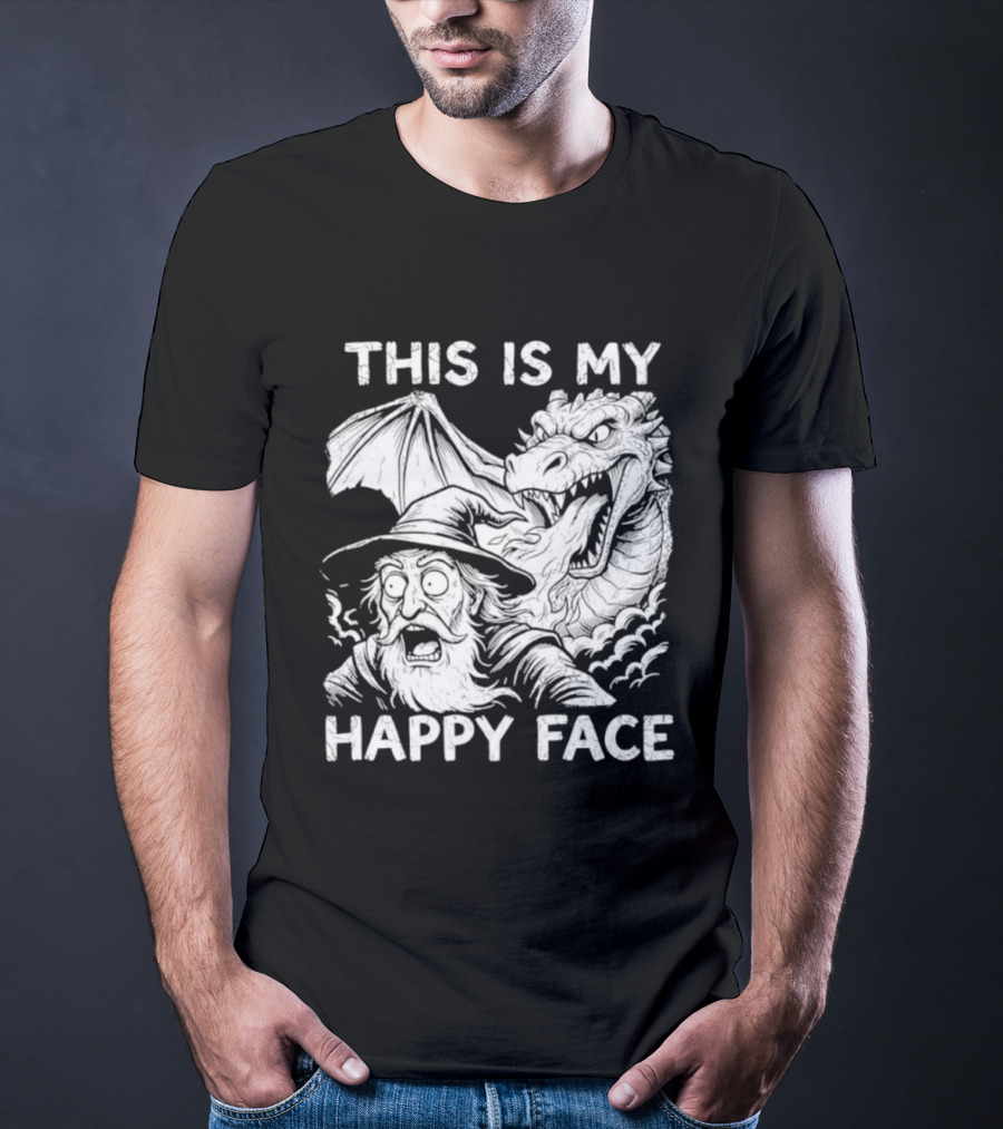 This Is My Happy Face Dungeon Master Dragon Wizard Expression T-Shirt